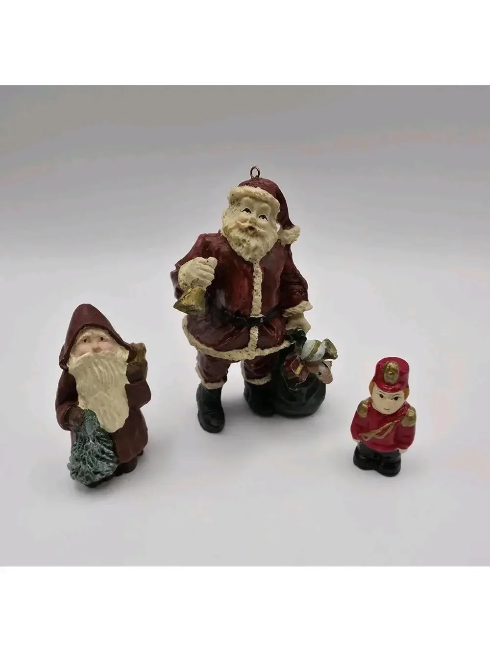 Lot of 3 Vintage Christmas Miniature Figurines Resin Father Santa Nutcracker